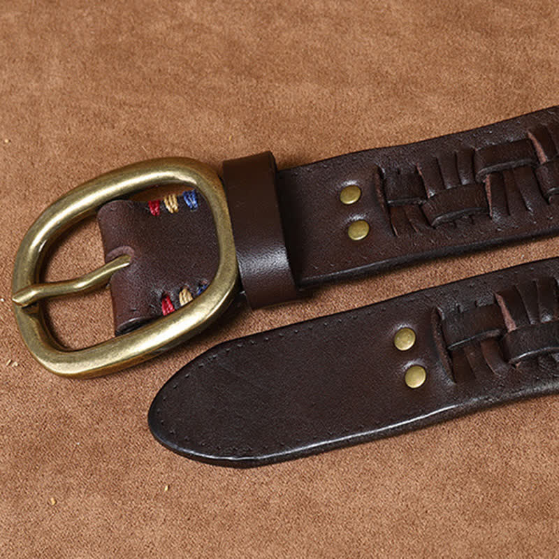 Cintura in pelle intrecciata con jeans retrò alla moda - image 7