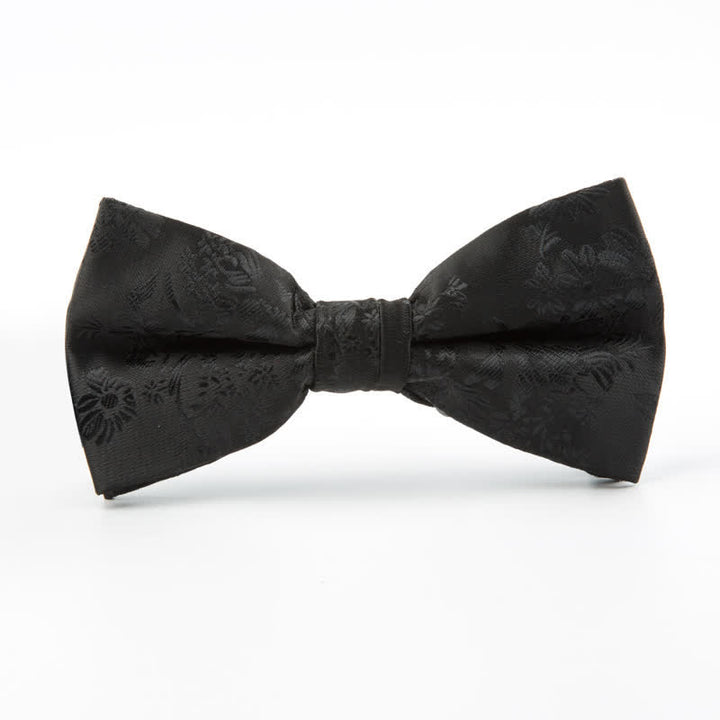 Papillon da uomo per matrimonio con motivo floreale e tempo libero - Nero - image 3