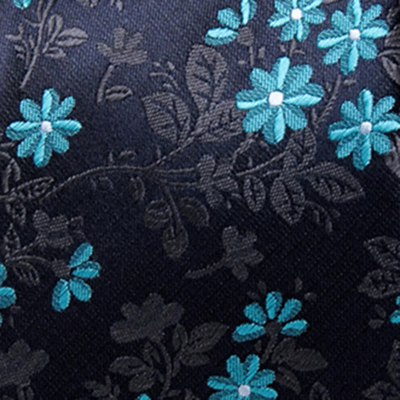 Cravatta elegante da uomo con motivo floreale blu navy - image 1