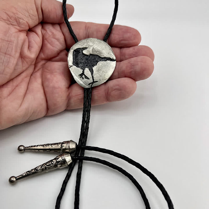 Cravatta Bolo con ciondolo in argento corvo nero - Argento - image 0