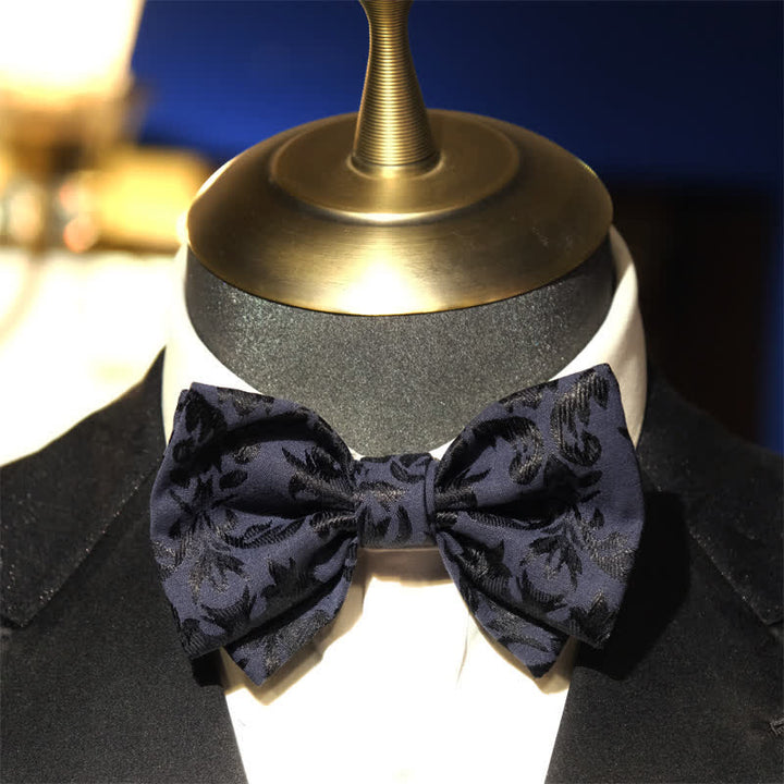 Papillon da uomo vintage blu scuro in jacquard per matrimonio - Stile n. 1 - image 0