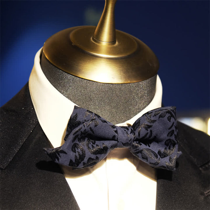 Papillon da uomo vintage blu scuro in jacquard per matrimonio - Stile n. 2 - image 6