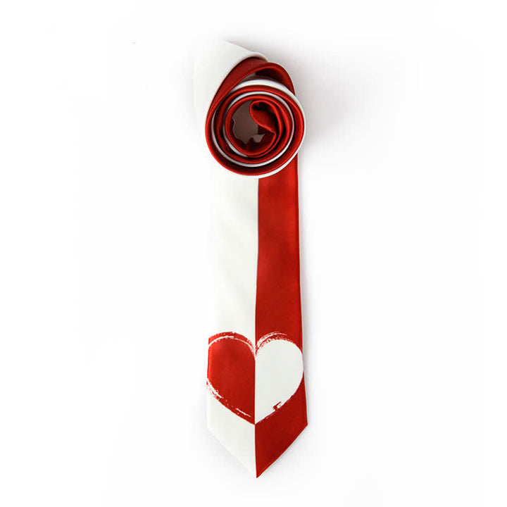 Cravatta da uomo con cuori a contrasto rosso e bianco - Rosso e bianco - image 0