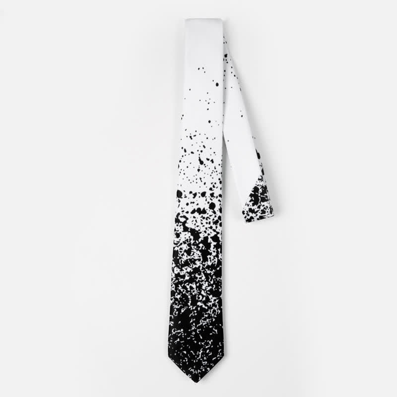 Cravatta da uomo con inchiostro astratto bianco e nero - image 3
