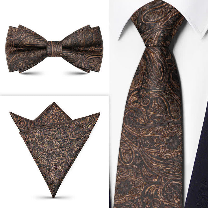 Set di 3 cravatte da uomo con motivo Paisley BowTie serie marrone - Stile n. 3 - image 5