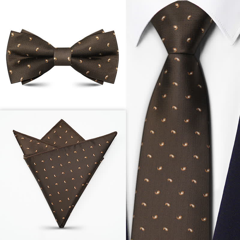 Set di 3 cravatte da uomo con motivo Paisley BowTie serie marrone - Stile n. 5 - image 7