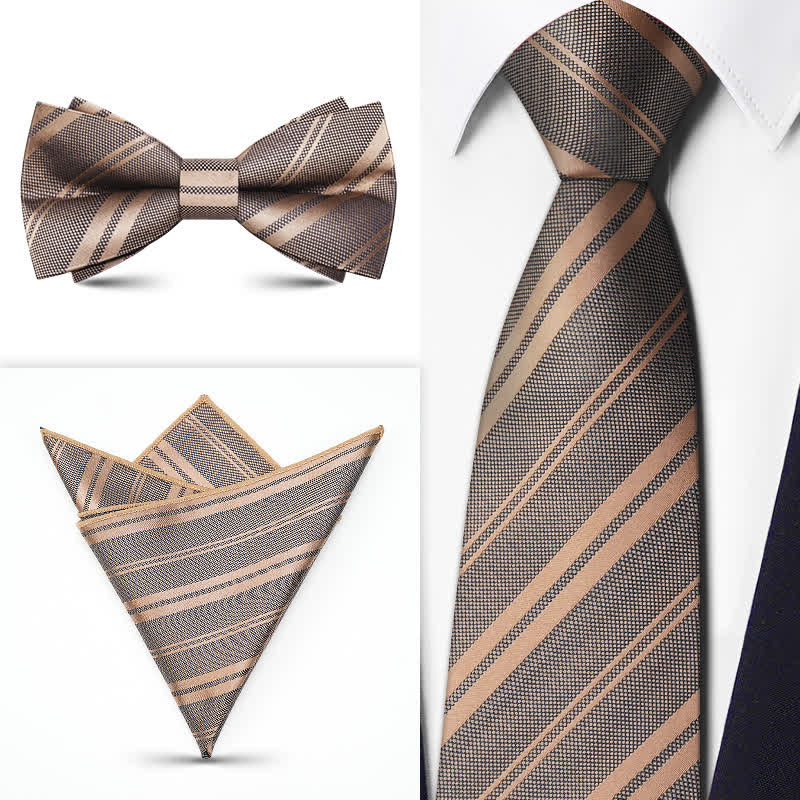 Set di 3 cravatte da uomo con motivo Paisley BowTie serie marrone - Stile n. 4 - image 6