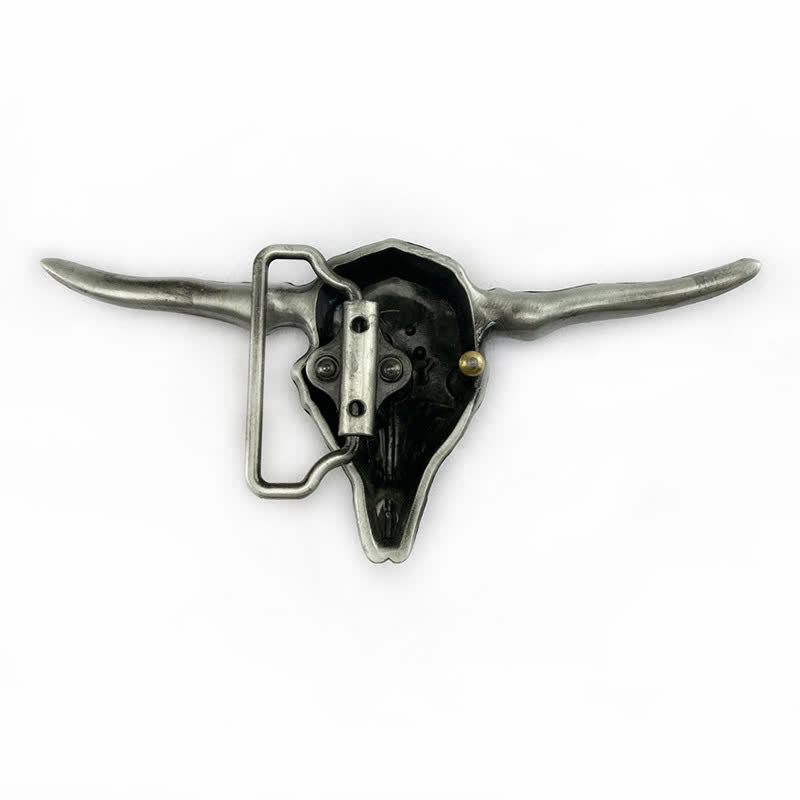 Cintura in pelle con fibbia a forma di toro Longhorn Western fai da te da uomo - image 1