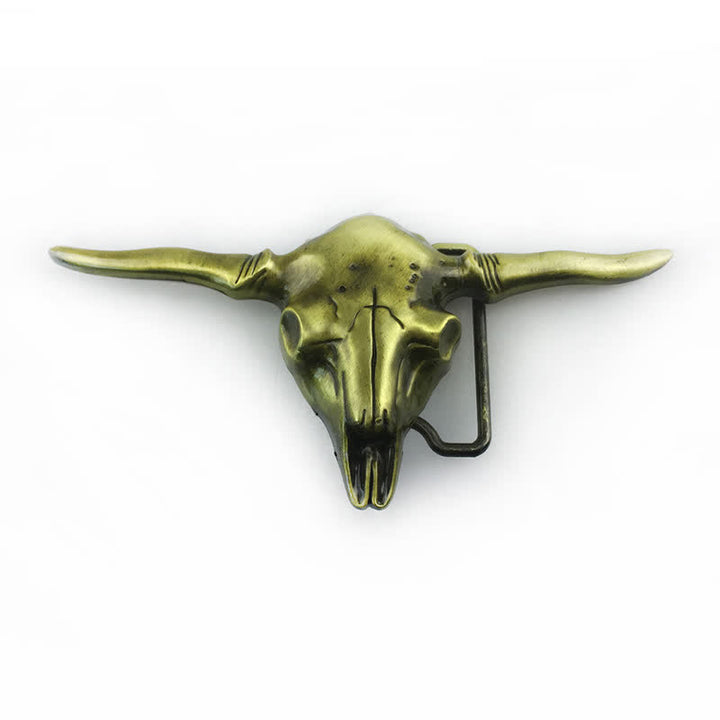 Cintura in pelle con fibbia a forma di toro Longhorn Western fai da te da uomo - Bronzo antico - Senza cintura - image 12