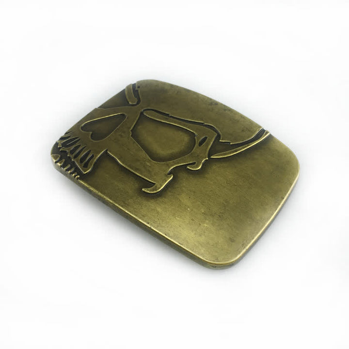 Cintura in pelle con fibbia a forma di teschio in bronzo goffrato fai da te da uomo - image 2