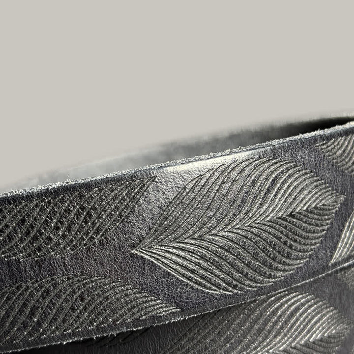 Cintura in pelle goffrata personalizzata con foglie di piante invecchiate - image 14
