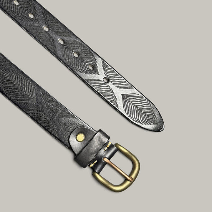 Cintura in pelle goffrata personalizzata con foglie di piante invecchiate - image 12