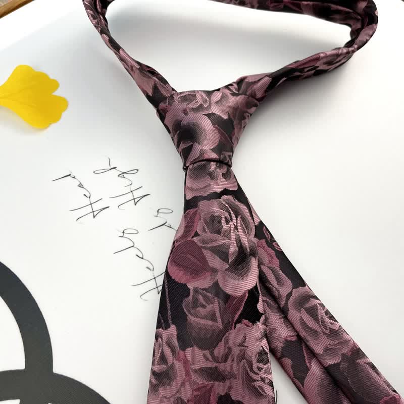Cravatta da uomo casual con motivo floreale a rose grandi - image 1