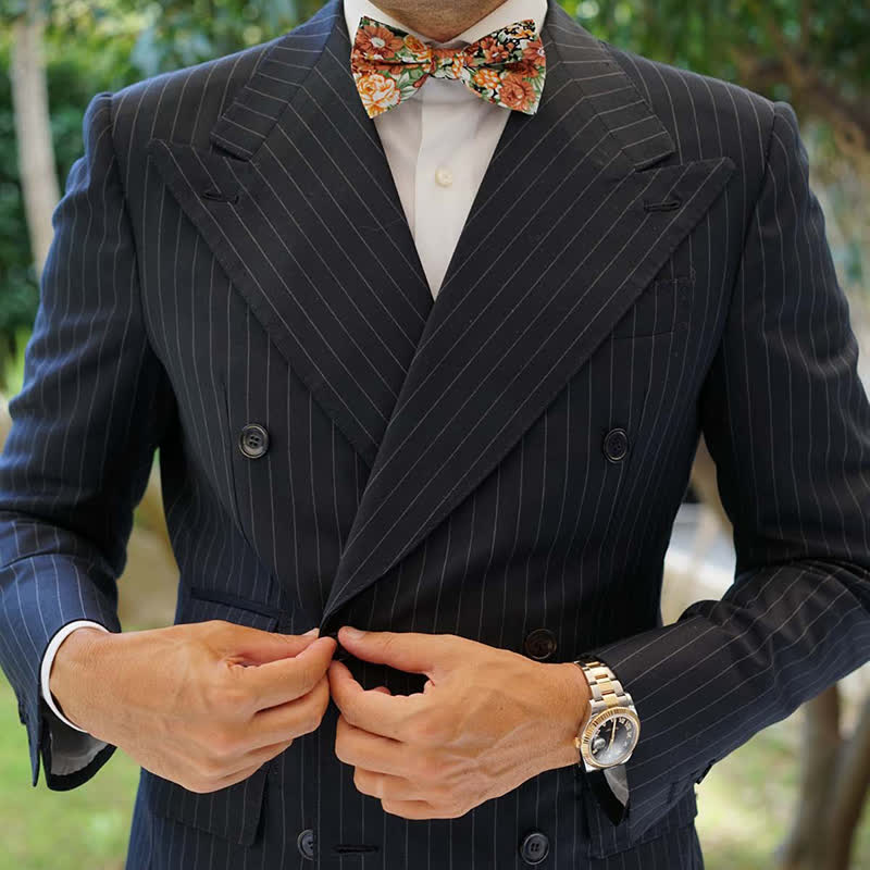 Papillon elegante da uomo con foglie floreali arancioni - image 1