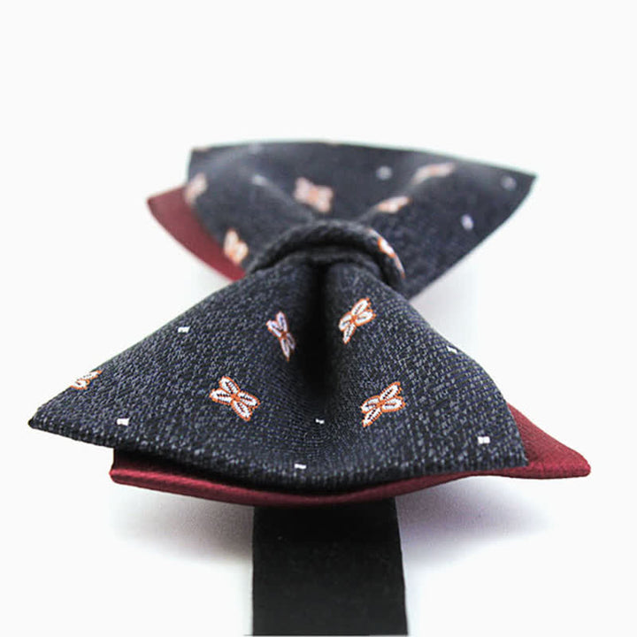Papillon in seta Lucky Stars grigio scuro e bordeaux da uomo - image 2