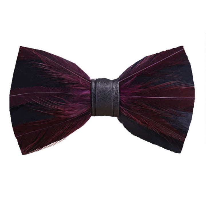 Papillon con piume pre-annodato rosso bianco bordeaux - Borgogna - image 8
