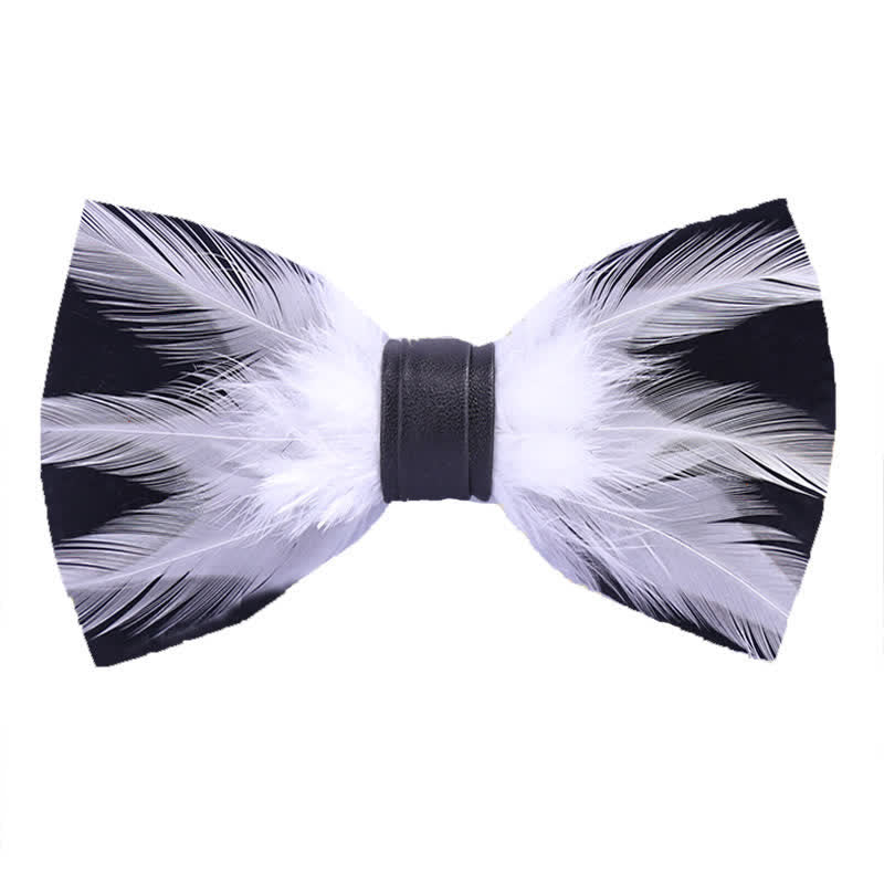 Papillon con piume pre-annodato rosso bianco bordeaux - Bianco - image 4
