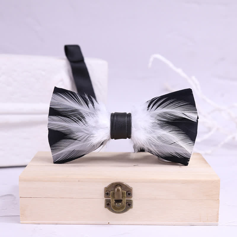 Papillon con piume pre-annodato rosso bianco bordeaux - image 7