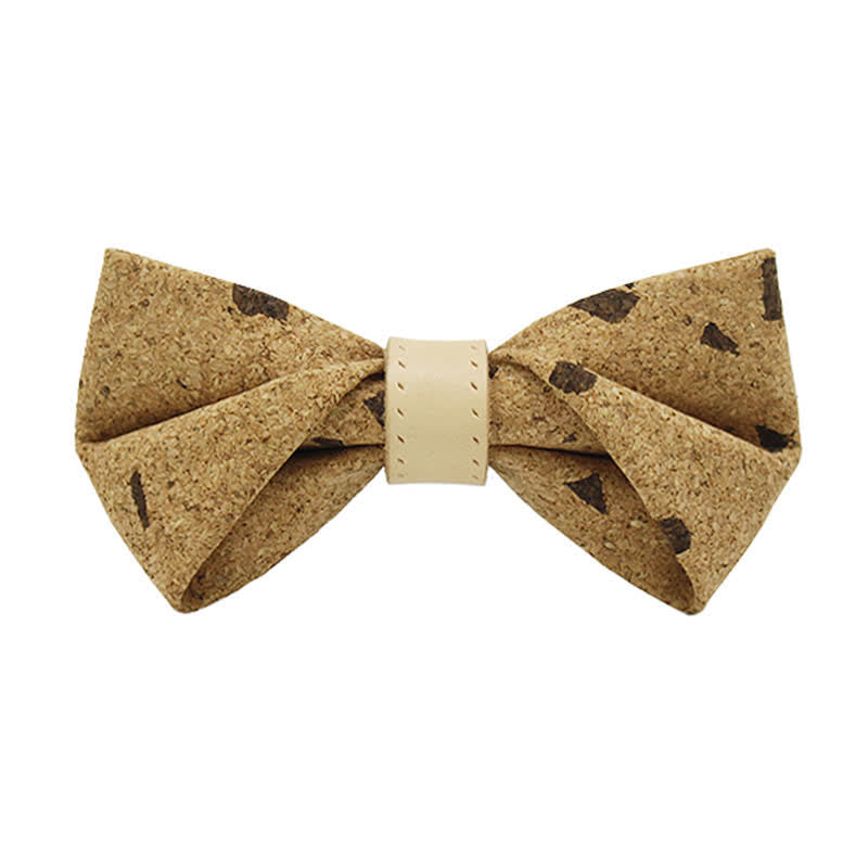 Papillon in pelle con stampa legno naturale da uomo - image 0