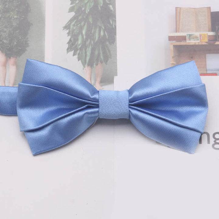 Papillon classico semplice casual da uomo, tinta unita - Azzurro cielo - image 8