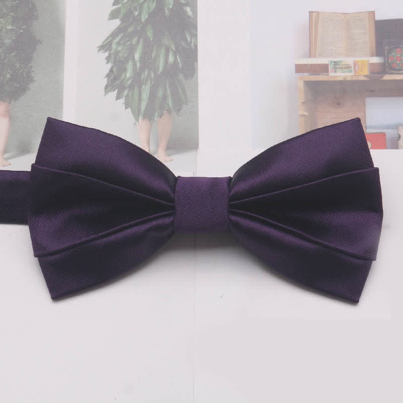 Papillon classico semplice casual da uomo, tinta unita - Viola scuro - image 10