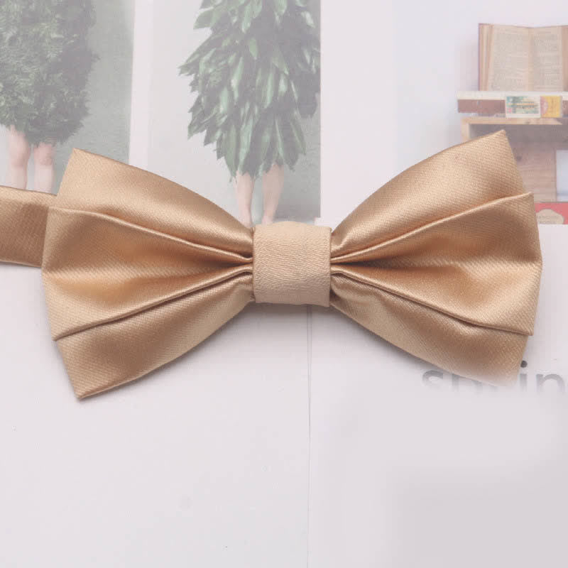 Papillon classico semplice casual da uomo, tinta unita - Champagne - image 11