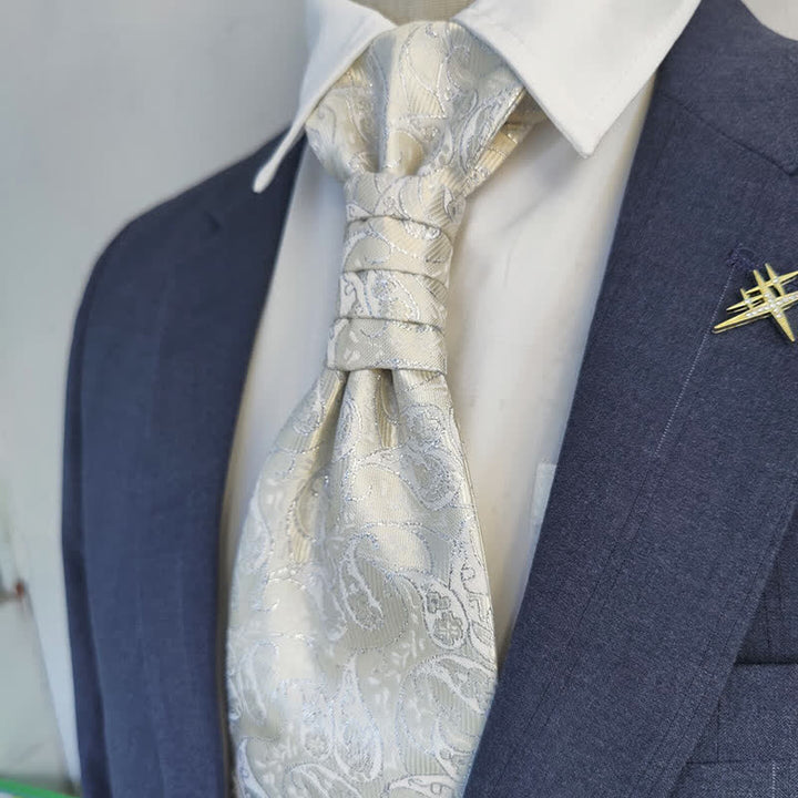 Cravatta pre-annodata da uomo Gentlement Paisley Business Party - Avorio - image 4