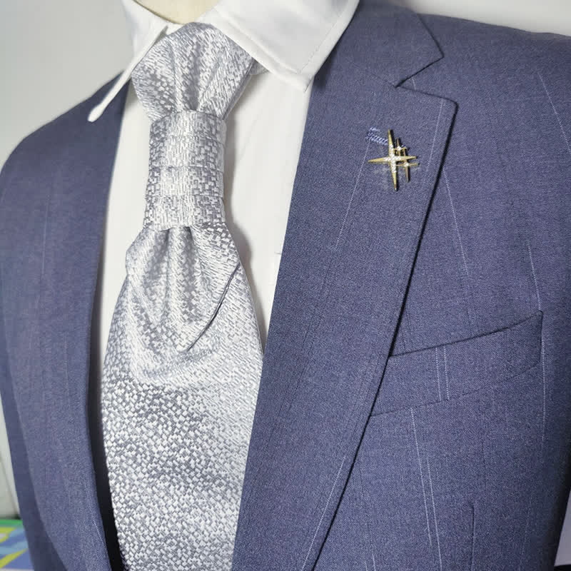 Cravatta pre-annodata da uomo Gentlement Paisley Business Party - Grigio chiaro - image 6