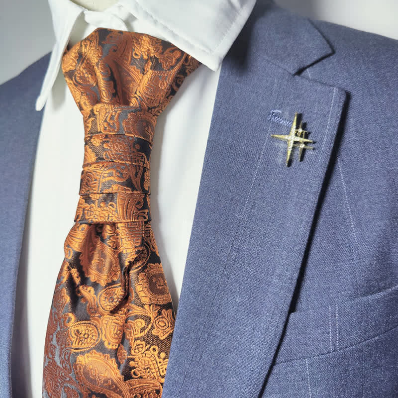 Cravatta pre-annodata da uomo Gentlement Paisley Business Party - Arancia - image 1