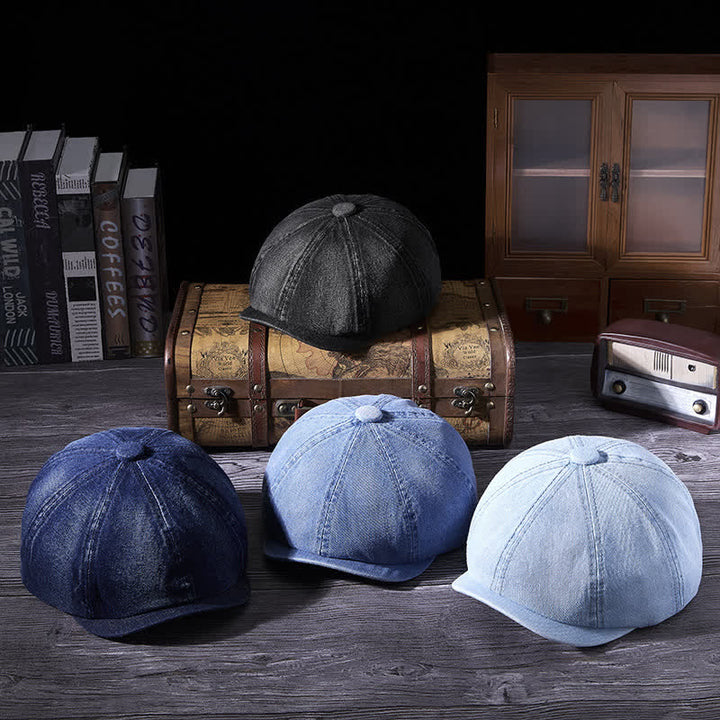 Cappello basco in denim lavato vintage usurato - image 8
