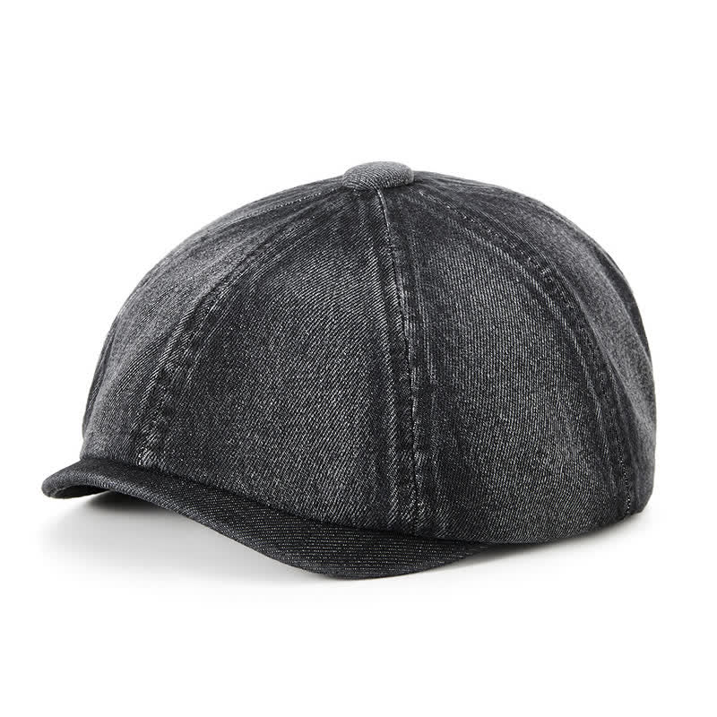 Cappello basco in denim lavato vintage usurato - Nero - Misura M (22"-22 7/8") - image 0