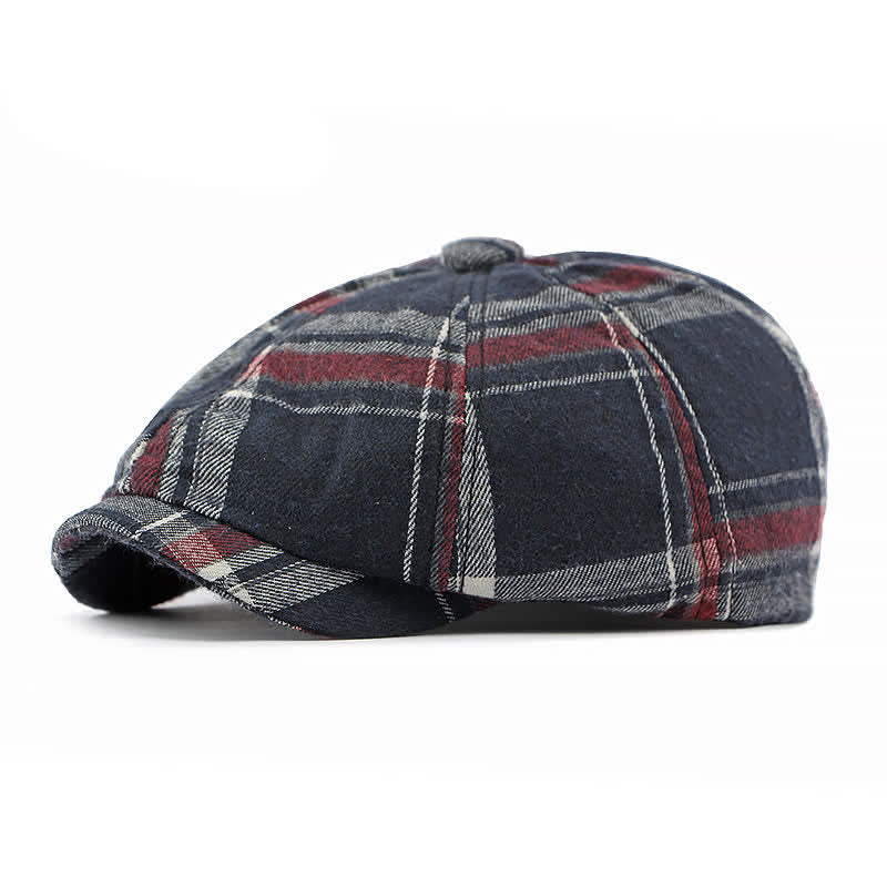 Classico cappello basco britannico elegante ottagonale a quadri - Borgogna - Regolabile (21 5/8"-23 1/4") - image 0