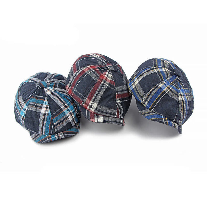 Classico cappello basco britannico elegante ottagonale a quadri - image 1