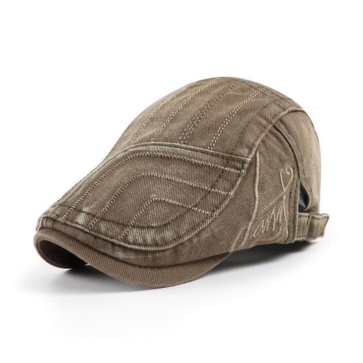 Cappello basco piatto con ricamo anticato a becco d'anatra - Verde militare - Regolabile (22"-23 5/8") - image 9