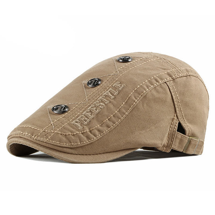 Cappello basco piatto con decorazioni punk rivetto - Cachi - Regolabile (21 5/8"-23 5/8") - image 0