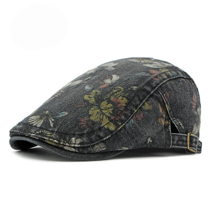 Cappello basco piatto in denim con stampa floreale alla moda - Nero - Regolabile (21 5/8"-23 5/8") - image 11