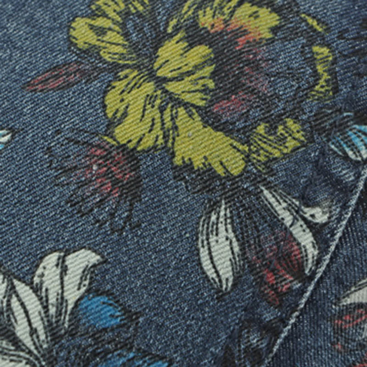 Cappello basco piatto in denim con stampa floreale alla moda - image 8