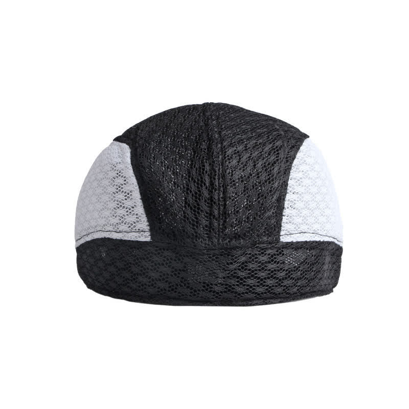 Cappello basco piatto estivo nero bianco in maglia traforata - image 6