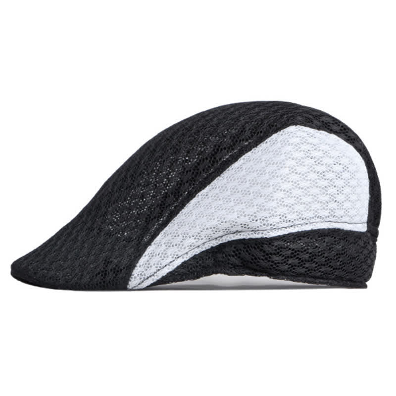 Cappello basco piatto estivo nero bianco in maglia traforata - Bianco e nero #1 - L (23 1/4"-23 5/8") - image 0