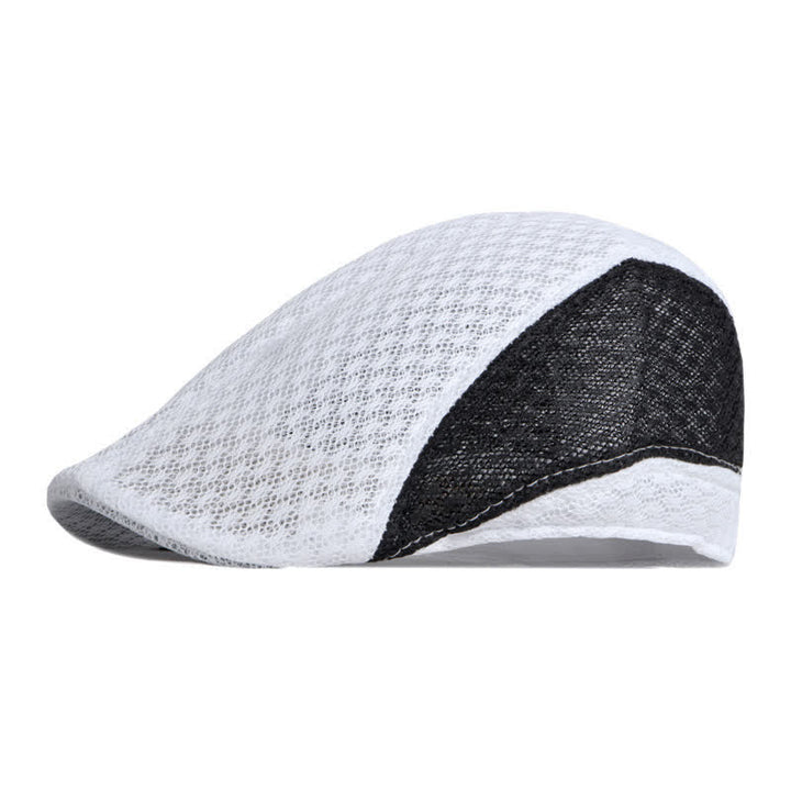 Cappello basco piatto estivo nero bianco in maglia traforata - Bianco e nero #2 - L (23 1/4"-23 5/8") - image 10