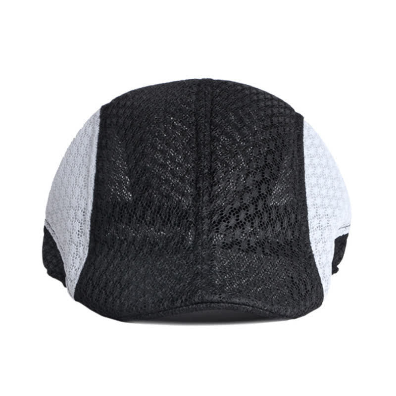 Cappello basco piatto estivo nero bianco in maglia traforata - image 3
