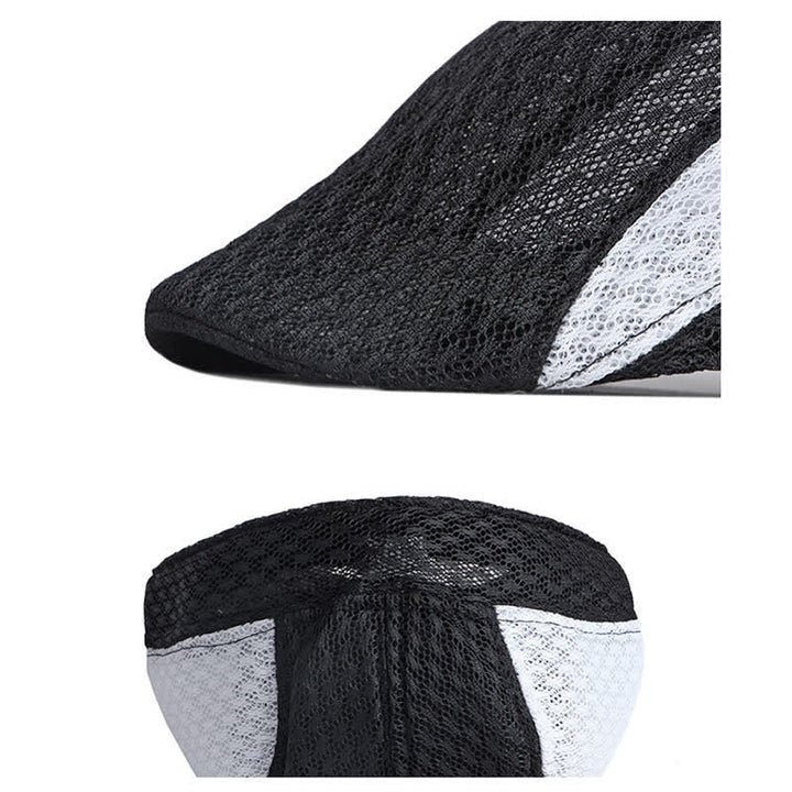 Cappello basco piatto estivo nero bianco in maglia traforata - image 8