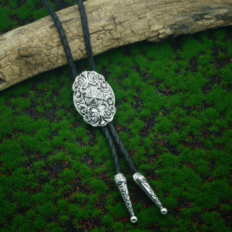 Cravatta Bolo con intaglio della stella d'argento del Texas occidentale - image 2