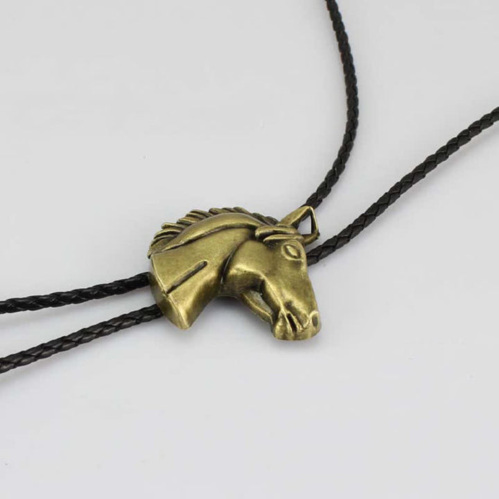 Cravatta Bolo in pelle da cowboy con testa di cavallo stereoscopica - image 10