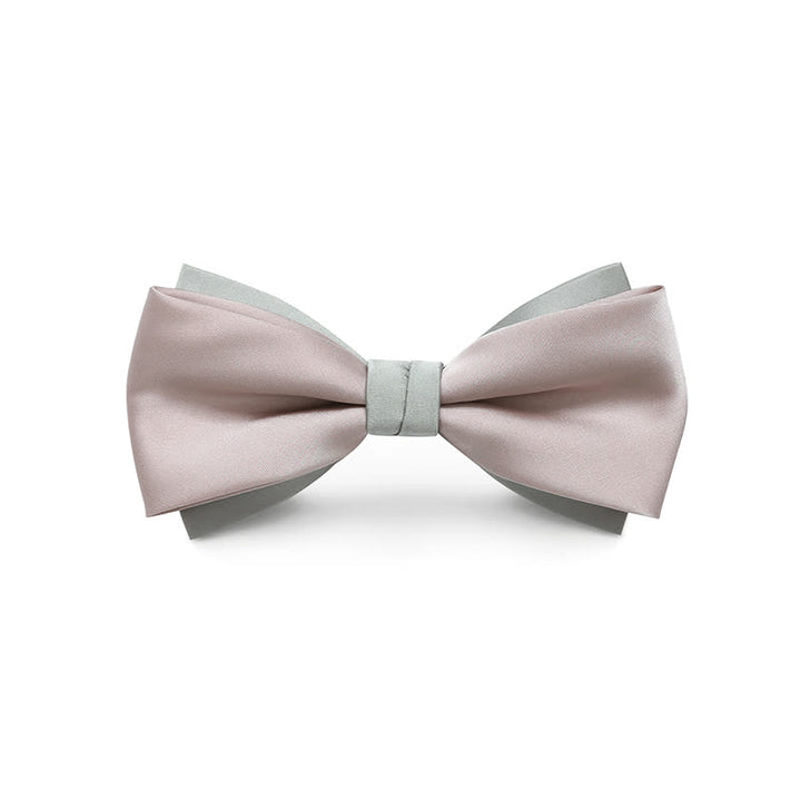 Papillon da uomo a doppio strato, colore chiaro, per matrimonio - Rosa pallido - Stile n. 1 - image 7