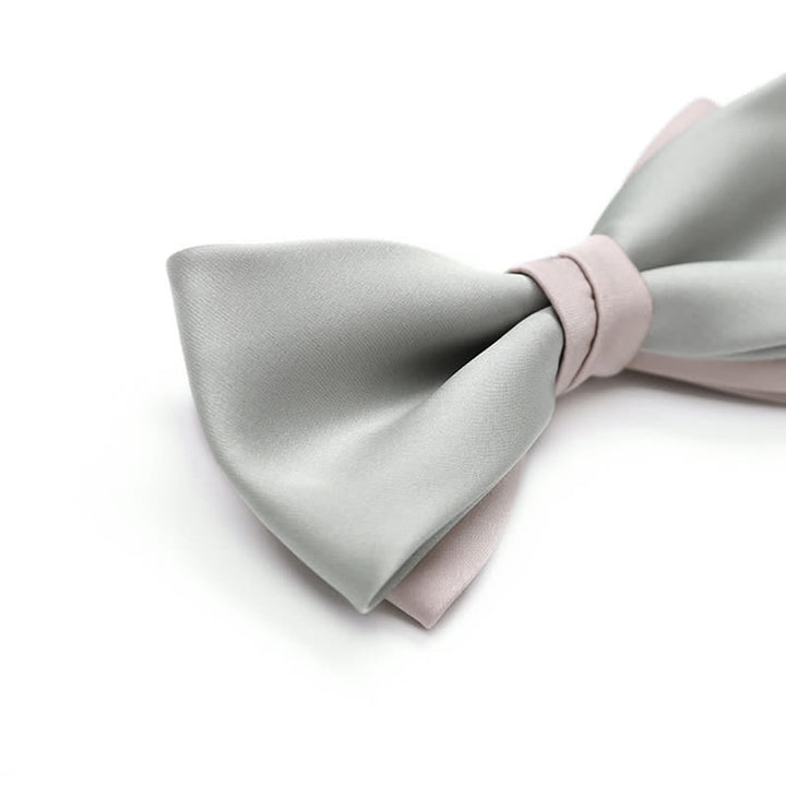 Papillon da uomo a doppio strato, colore chiaro, per matrimonio - image 4
