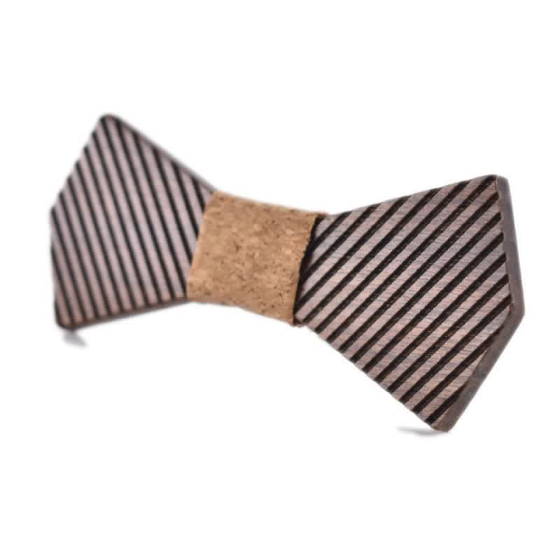 Papillon in legno a righe elegante da uomo in noce nero - Legno robusto - image 1