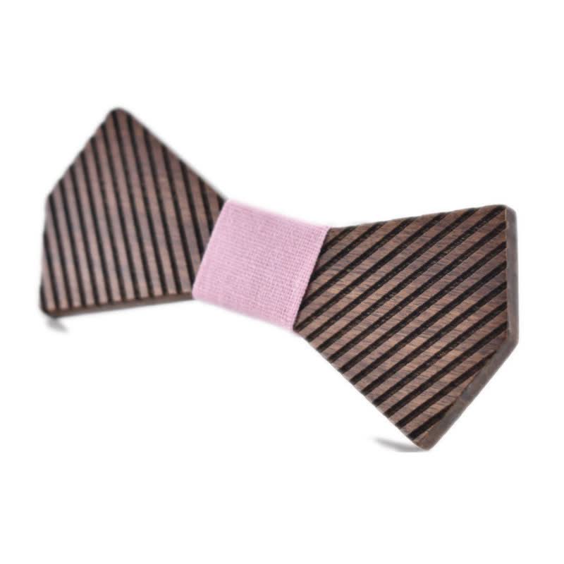 Papillon in legno a righe elegante da uomo in noce nero - Rosa - image 6