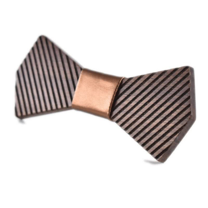 Papillon in legno a righe elegante da uomo in noce nero - Oro - image 11