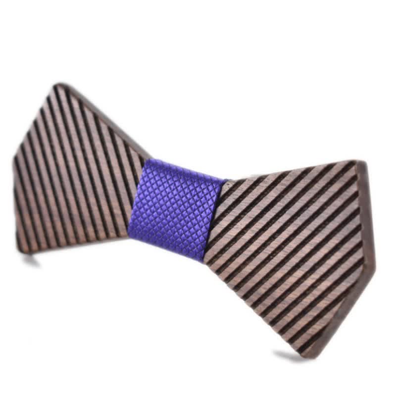 Papillon in legno a righe elegante da uomo in noce nero - Viola - image 16